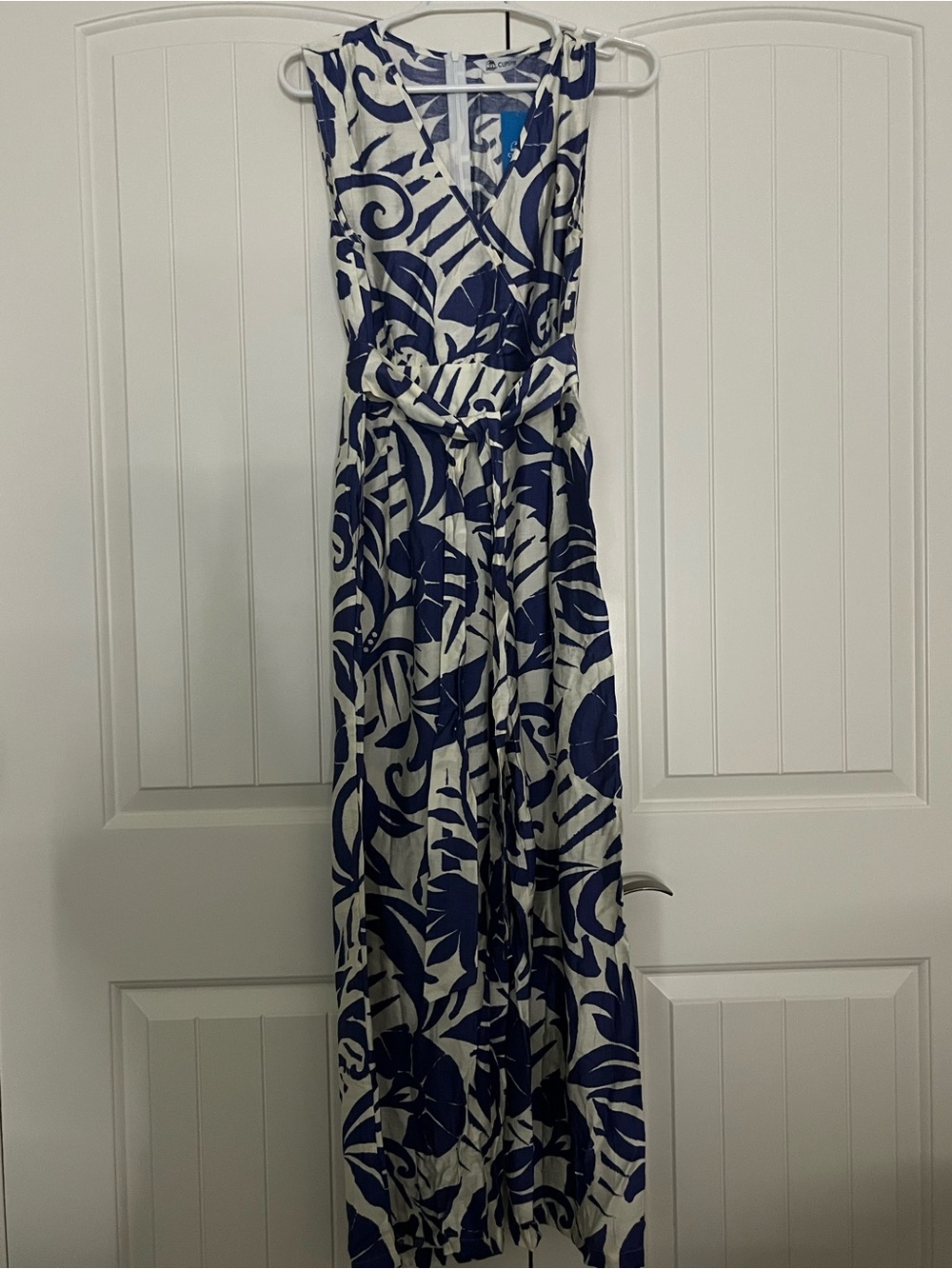 Cupshe Navy & White Sleeveless Wrap Maxi Dress